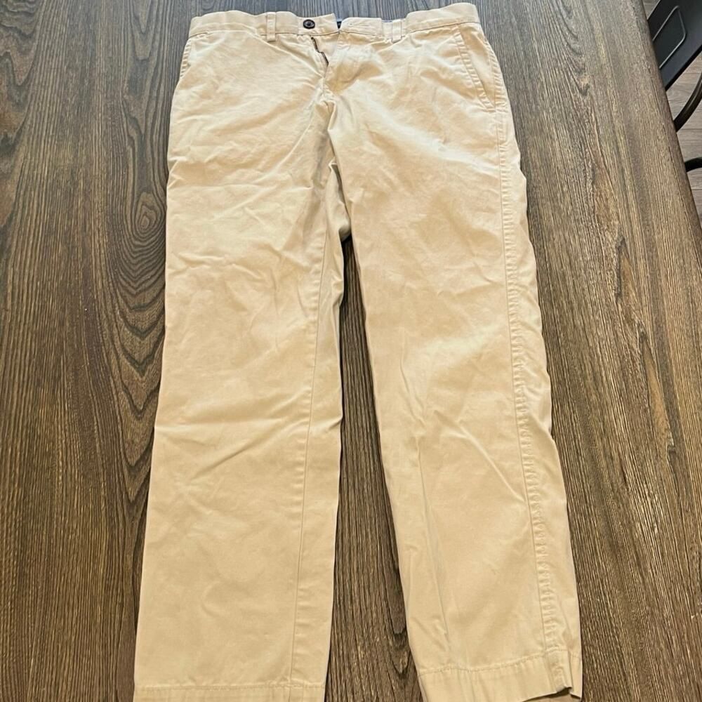 Tommy Hilfiger Mens Chino Pants Mid-Rise Flat Front Custom Fit Beige Size 30/30
